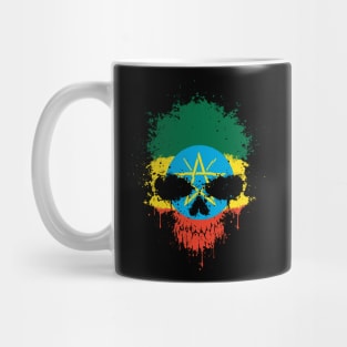 Chaotic Ethiopian Flag Splatter Skull Mug